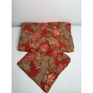 Tommy Bahama Duvet/ Pillowcase Set Egyptian Cotton Red Gold Sz 108”x 86”